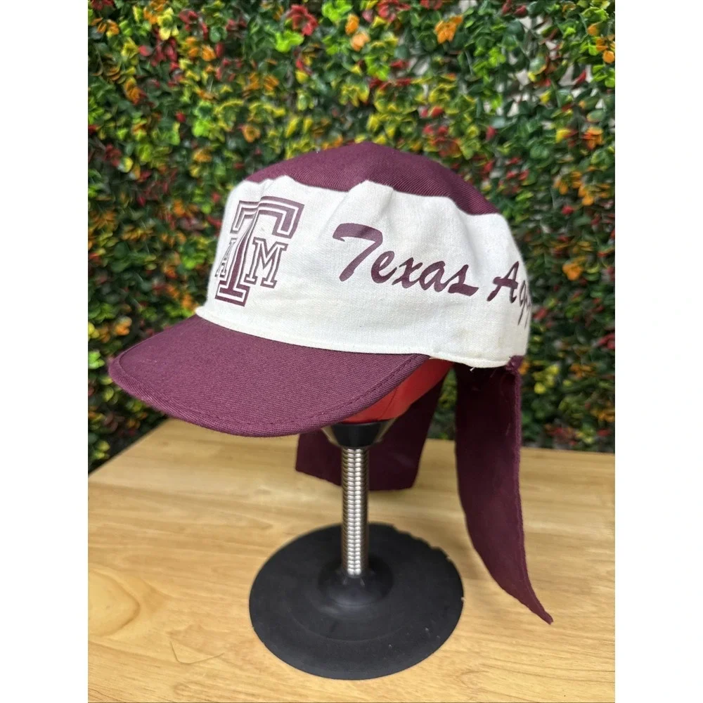 Texas A&M Aggies Genuine‎ Crowd Hat Cap White Maroon Plain Logo NCAA M/L Vintage